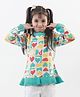 KNITCO Full Sleeves Abstract Design & Heart Designed Sweater - Green