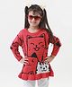 KNITCO Full Sleeves Cats Design Detailed Sweater - Red