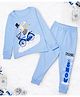 Plan B Full Sleeves Rabit Riding Bicyle & Dashing Through The Snow Printed Ribbed Thermal Innerwear Set - Blue