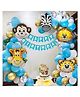 Bubble Trouble Jungle Theme Birthday Decoration for boys Blue, grey & white Pack of -69