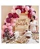 Bubble Trouble Burgundy & Pink Theme Balloons Birthday Decoration Kit Cursive Rose Gold Banner Pack of 45