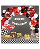 Bubble Trouble Car Theme Birthday Decoration Kit for Boys 64 items Red black Pack of 64