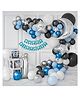 Bubble Trouble 1st Birthday Decoration kit for Boys with Star & Moon Foil Balloons Blue Silver White Black Pack of 95