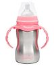 FANTASY INDIA World Baby Feeding Bottle in Stainless Steel rganic Kidz High Grade Stainless Steel 2 in 1 Sipper and Feeding Bottle with Silicone Nipple for Baby (Pink - 240 ml)