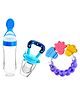 FANTASY INDIA Combo of Fruit And Food Nibbler Spoon Feeder and Rattle Teether- Blue