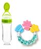 Fantasy India Silicone Squeezy Food Feeder Bottle With Spoon & Rattle Teether - Green