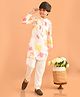 Lilpicks Coutue Full Sleeves Colour Splash & Gota Lace Embellished Kurta & Pyjama Set - White & Multi Colour