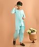 Lilpicks Coutue Full Sleeves Solid Kurta Dhoti Set With Sequin Embellished Shrug Jacket Set - Ferozi Blue