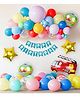SpecialYou construction theme birthday decoration items kit for boys with fire truck foil balloons multicolor pack of 49 items