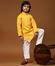 P-MARK Full Sleeves Floral Block Motif Foil Printed  Kurta Pyjama Set - Yellow