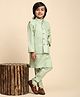 P-MARK Silk Full Sleeves Solid Kurta Pyjama With Sequin Embellished  Jacket Set - Green