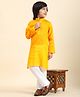 P-MARK Full Sleeves Ethnic Motif Foil Designed Kurta Pyjama Set - Yellow