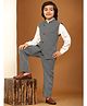 P-MARK Full Sleeves Solid Shirt With Houndstooth Pattern Printed Coordinating Pant & Waistcoat - Black