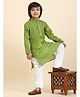P-MARK Full Sleeves Ethnic Motif Foil Designed Kurta Pyjama Set - Green