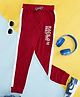 YU by Pantaloons Placement Typography Printed Elasticated Track Pants - Maroon