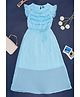 YU by Pantaloons Cap Sleeves Self Design Frill Detailed Dress -  Blue