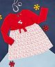 YU by Pantaloons Full Sleeves All Over Heart Printed Cut & Sew Detailed Fit & Flare Dress - Red