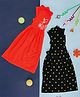 YU by Pantaloons Pack Of 2 Cap Sleeves Style Text & Polka Dots Printed Fit & Flare Dress - Red & Black