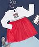 YU by Pantaloons Full Sleeves Placement Cat Face Sequin Embellished Cut & Sew Detailed Fit & Flare Shimmer Dress - Coral Red