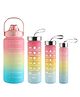 Luvlittle Set of 4 Water Bottle with Motivational Time Marker Leakproof Durable Non-Toxic Sipper Bottle -Multicolor (4 pcs Bottle)