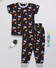 TOONYPORT Half Sleeves Star Printed Tee With Coordinating Pajama  Night Suit - Navy Blue
