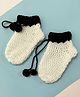 Little Peas Crochet Detailed Handmade Contrast Border Woollen Socks - White & Black