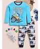 Little Marine Full Sleeves Cars Printed Night Suit - Navy Blue