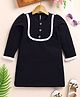 Little Marine Full Sleeves Frill Detailed  A Line Dress - Black