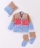 King's Classic Full Sleeves Colour Blocked Knitted Sweater Set - Blue