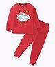 BLUSHES Full Sleeves Sleeping Baby Bear Printed Night Suit - Red