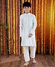 Pehanaava Full Sleeves Seamless Intricate Damask Style Woven Motif Designed Kurta With Pyjama - Blue