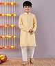 Pehanaava Full Sleeves Seamless Intricate Damask Style Woven Motif Designed Kurta With Pyjama - Yellow