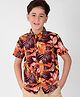 Pine Kids Cotton Woven Half Sleeves Leafy Print Shirt - Multicolour