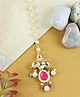 Asthetika Kundan Studded Handcrafted Maang Teeka - Pink & White