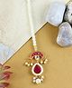 Asthetika Kundan Studded Handcrafted Maang Teeka - Red & White