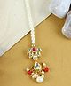 AsthetikaKundan Studded Handcrafted Maang Teeka - Red & Golden