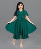 Fashion Dream Half Flared Sleeves Solid  Midi Dress -Dark Green
