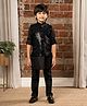 Ministitch Full Sleeves  Solid Kurta & Pyjama With Sequin  Embellished Jacket Set - Black