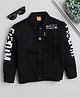 Ministitch Full Sleeves Text Printed  Denim Jacket - Black