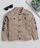 Ministitch Full Sleeves Text Printed  Denim Jacket -  Beige