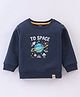 Cucumber Cotton Knit Full Sleeves Sweatshirt With Space Print - Navy Blue