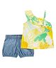 Carter's One Shoulder Sleeves Top & Shorts Set with Floral Print - Multicolour