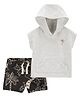 Carter's Sleeveless  Baby 2-Piece Hooded Tee & Shorts Set - Grey & Black