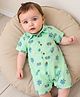 Carter's Knit Half Sleeves Rompers with Beach Theme Print - Green