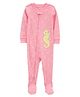 Carter's Full Sleeves Sleepsuit With Seahorse Patch & Hearts Print - Pink