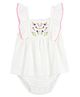 Carter's Baby Frill  Sleeves Floral Sunsuit Frock Style Onesie - Ivory