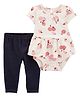 Carter's Half Sleeves Onesie with Cherry Print & Leggings- Multicolour