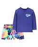Carter's Full Sleeves Printed Two Piece Swimsuit - Multicolor