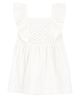 Carter's Frill Sleeves Solid Color Frock With Jali Embroidery -Ivory