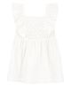 Carter's Frill Sleeves Solid Color Frock With Jali Embroidery -Ivory